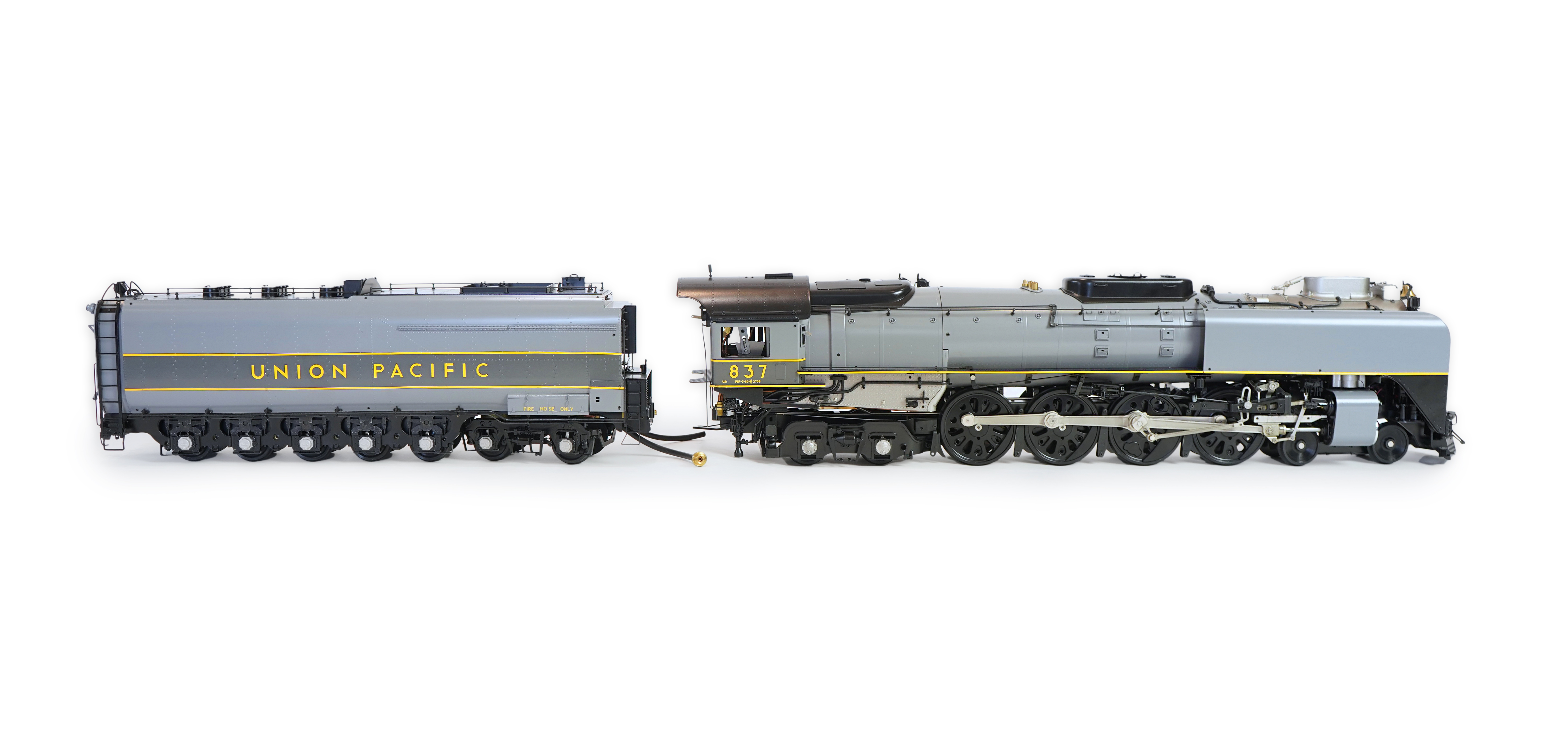 A Gauge One Aster Hobbies live steam Union Pacific FEF Class 844, 4-8-4 tender locomotive, 837, the factory ‘Built Up’ version, spirit fired working two cylinder motion, with assembly instructions, operating instructions